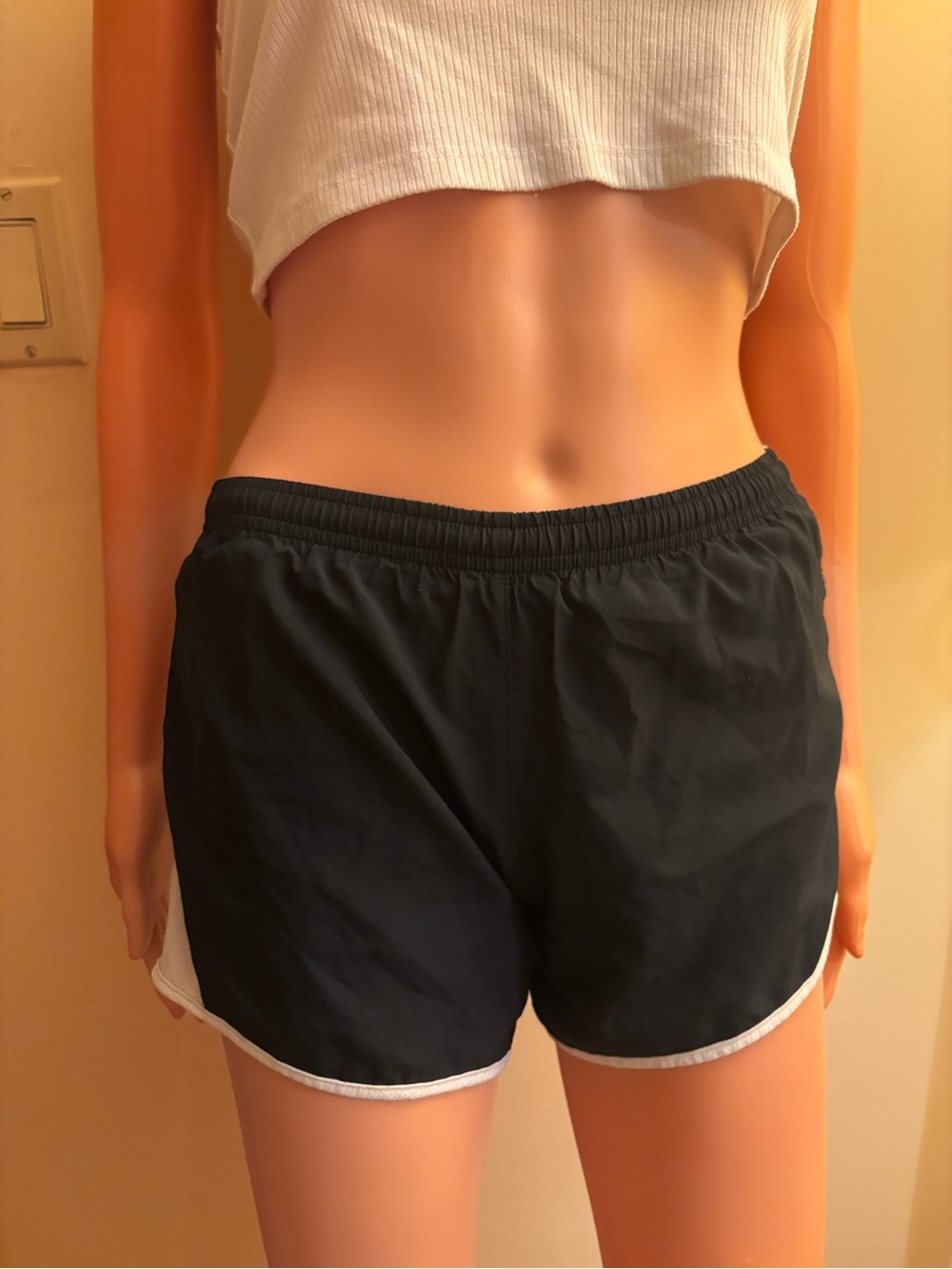Nike Black Women's Athletic Shorts with White Piping